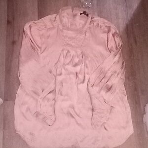 🌁 NWT: J CREW: RUFFLENECK DRAPEY TOP, SATIN, MAUVE PINK.